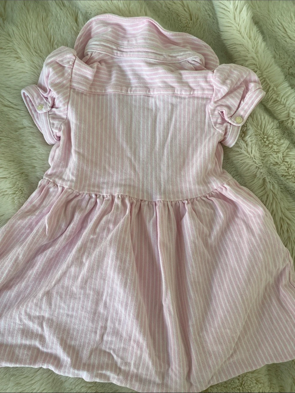 Ralph Lauren Light Pink & White Striped Polo Dress